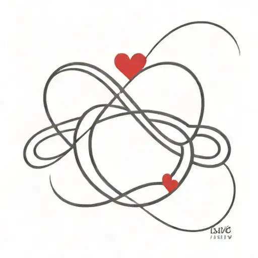 Infinity Symbol horizontally with a small red heart in the middle tattoo design idea