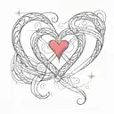 Infinity Symbol horizontally with a small red heart in the middle tattoo design idea