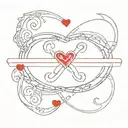 Infinity Symbol horizontally with a small red heart in the middle tattoo design idea