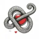 Infinity Symbol horizontally with a small red heart in the middle tattoo design idea