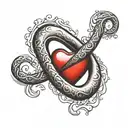 Infinity Symbol horizontally with a small red heart in the middle tattoo design idea