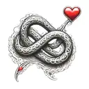 Infinity Symbol horizontally with a small red heart in the middle tattoo design idea
