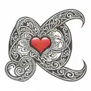 Infinity Symbol horizontally with a small red heart in the middle tattoo design idea