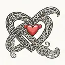 Infinity Symbol horizontally with a small red heart in the middle tattoo design idea