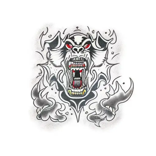 Barong with fire tattoo design idea
