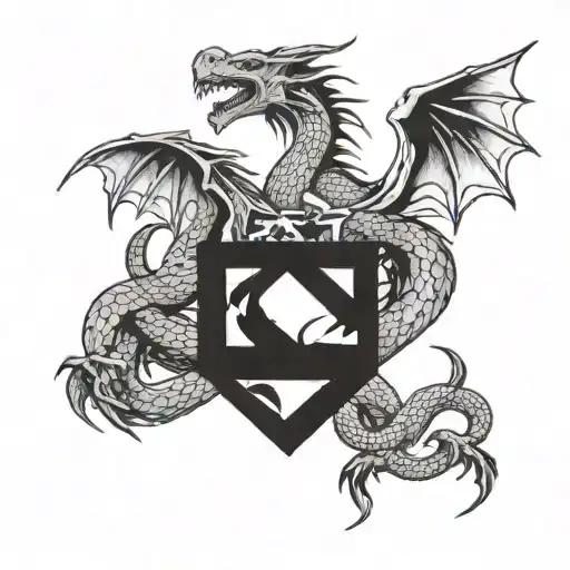 A dragon intertwined with the Air Force symbol tattoo design idea