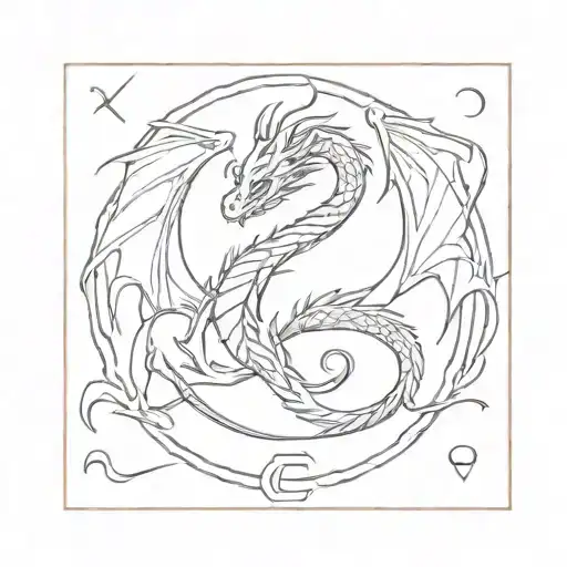 A dragon intertwined with the Air Force symbol tattoo design idea
