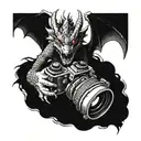 Design a tattoo featuring a dragon holding a vintage camera in its claws tattoo design idea