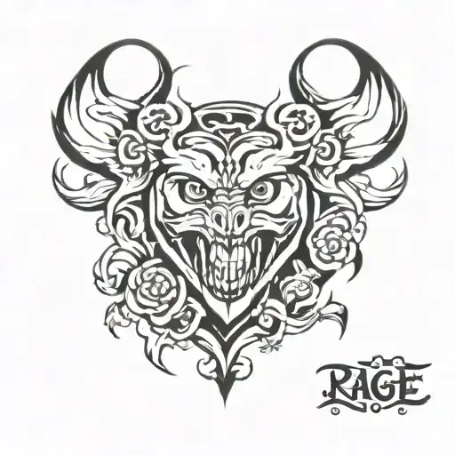 rage and love symbol tattoo design idea