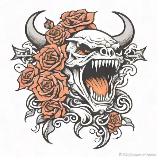 rage and love symbol tattoo design idea