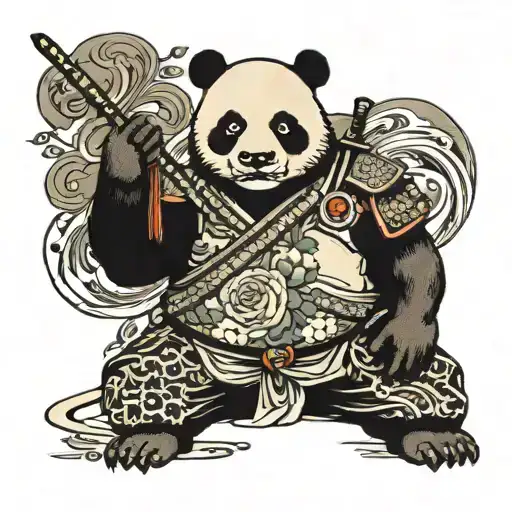 Samurai panda tattoo design idea