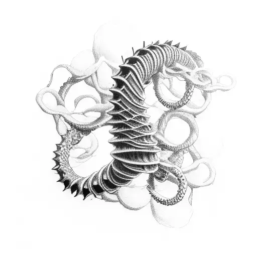 motorcycle chain spiraling down in the shape of a tornado tattoo design idea