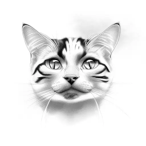 spotted black and white Cat tattoo design idea