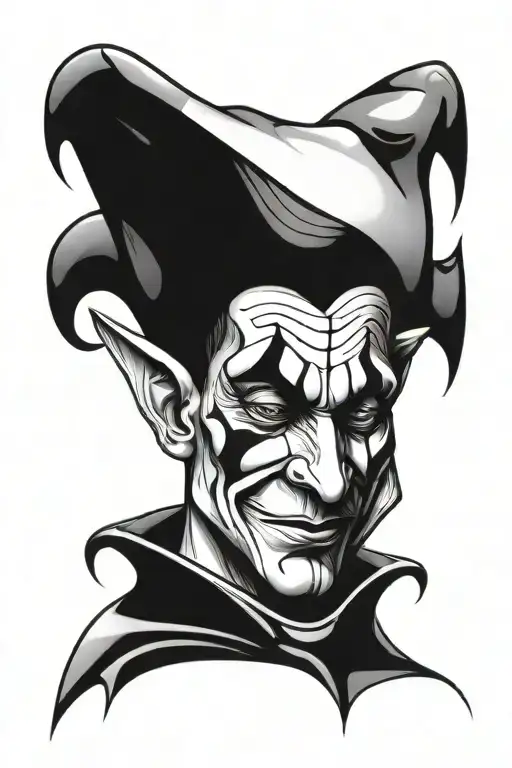 abstract face of crying jester tattoo design idea