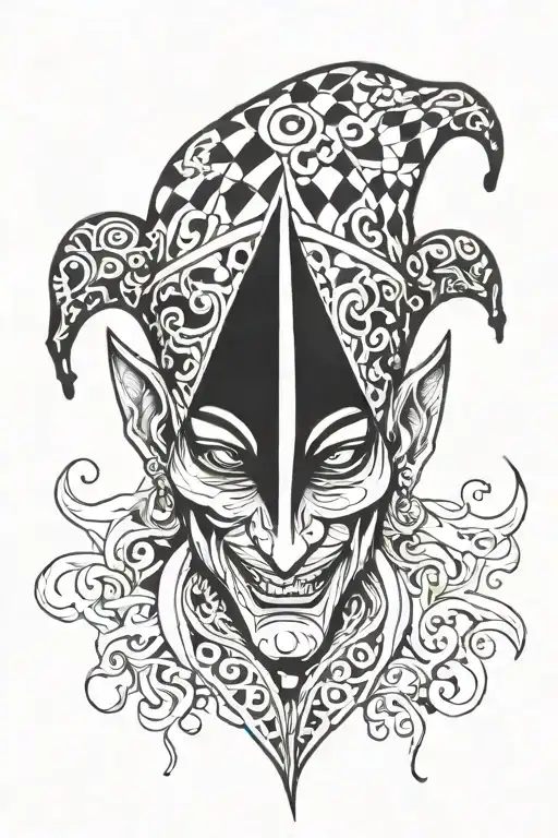 abstract  crying jester tattoo design idea