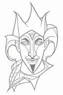 abstract crying jester tattoo design idea