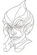 abstract crying jester tattoo design idea