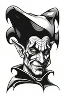 abstract face of crying jester tattoo design idea