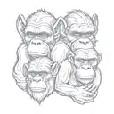 three wise monkeys  tattoo design idea