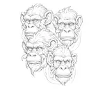 three wise monkeys  tattoo design idea