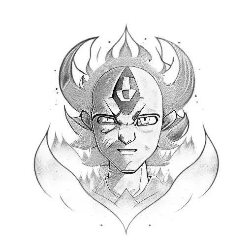 colorful avatar last airbender with psychedelic mashroom tattoo design idea