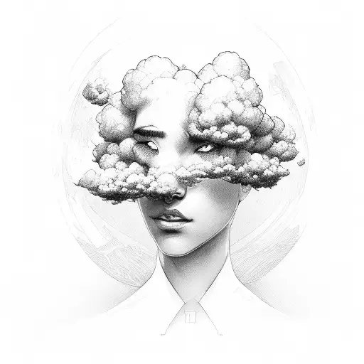 head in the clouds tattoo design idea