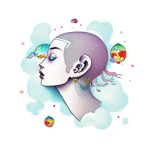 head in the clouds tattoo design idea