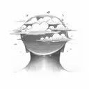 head in the clouds tattoo design idea