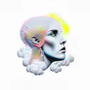 head in the clouds tattoo design idea