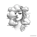 head in the clouds tattoo design idea