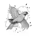 single open book with black birds flying out tattoo design idea