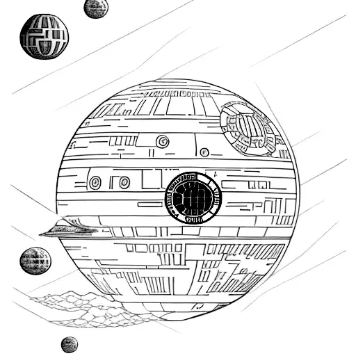 The Death Star looming ominously in the background with a silhouette of the client as an investigator in the foreground tattoo design idea