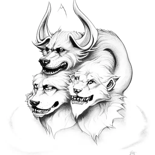 god hades with cerberus by the styx river tattoo design idea