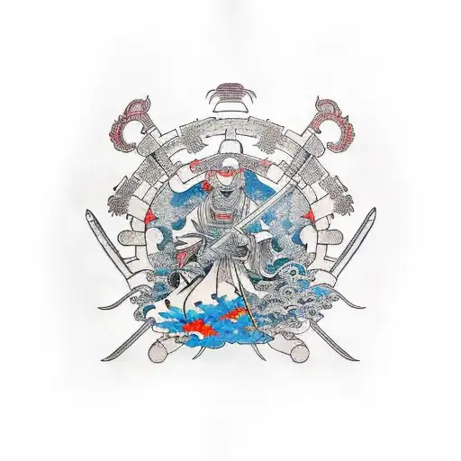 samurai clouds sword anime  tattoo design idea