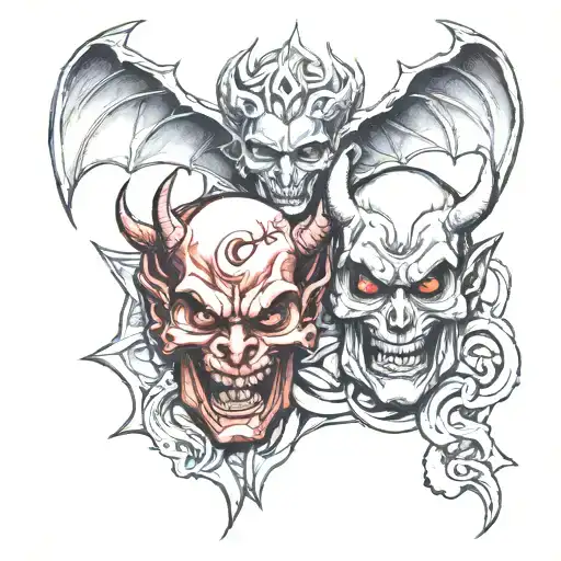 devil and god tattoo design idea