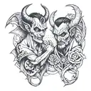 devil and god tattoo design idea