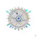 A detailed cog with a star in the middle tattoo design idea