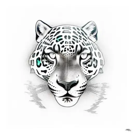 A majestic jaguar surrounded by a lush tropical rainforest tattoo design idea