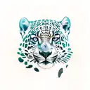 A majestic jaguar surrounded by a lush tropical rainforest tattoo design idea