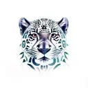 A majestic jaguar surrounded by a lush tropical rainforest tattoo design idea