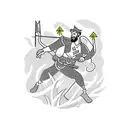 A tour guide leading a group of adventurers through a mythical forest filled with magical creatures tattoo design idea