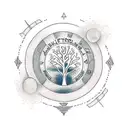 world tree in circle with Nordic runes in the circle  tattoo design idea