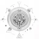 world tree in circle with Nordic runes in the circle  tattoo design idea