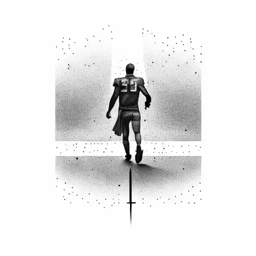 a man walking towards the steelers stadium  tattoo design idea