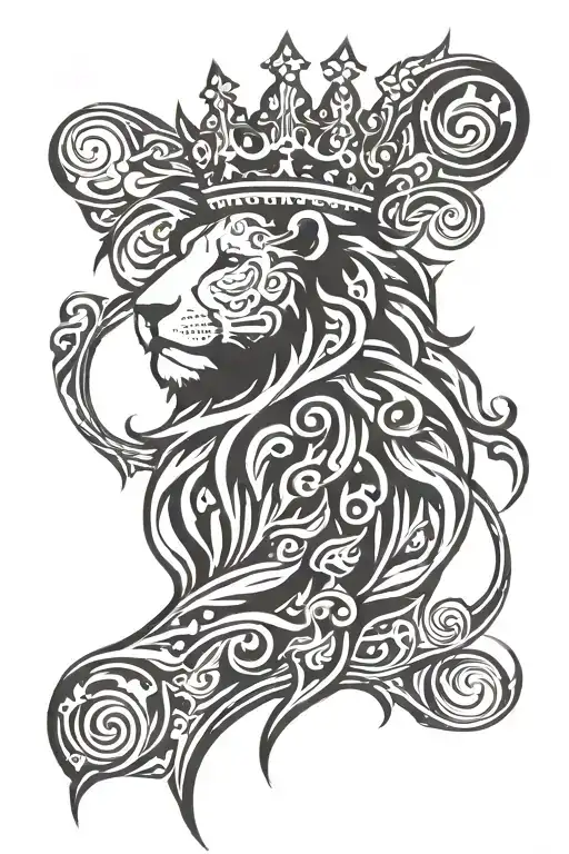 lion with crown cross  tattoo design idea