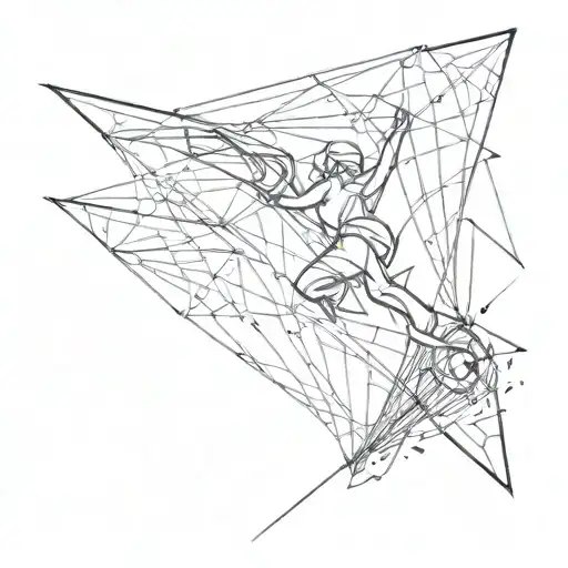 An abstract geometric design inspired by kitesurfing lines and waves tattoo design idea