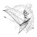 An abstract geometric design inspired by kitesurfing lines and waves tattoo design idea