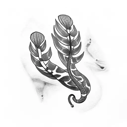 monstera plant with snake tattoo design idea