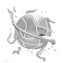 Basketball player diving into the ocean tattoo design idea