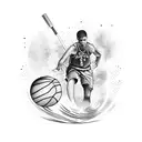 Basketball player diving into the ocean tattoo design idea